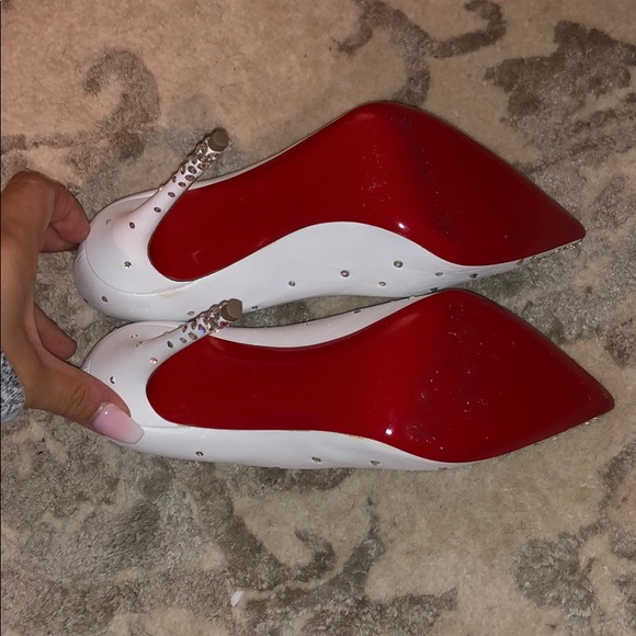 Christian Louboutin White Degrastrass Leather 100m - Picture 4 of 8